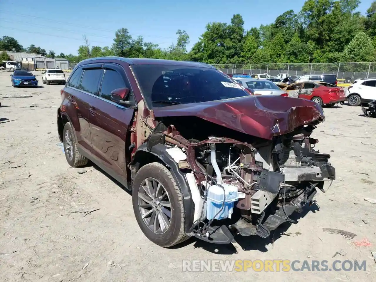 1 Photograph of a damaged car 5TDJZRFH4KS967870 TOYOTA HIGHLANDER 2019