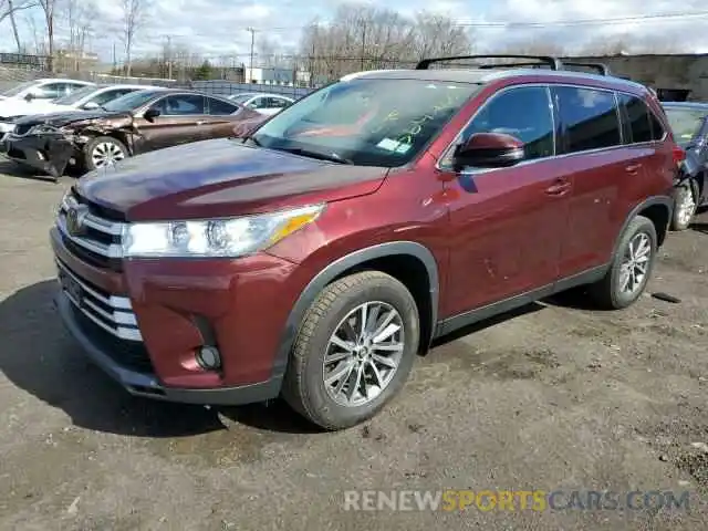 1 Photograph of a damaged car 5TDJZRFH5KS966985 TOYOTA HIGHLANDER 2019