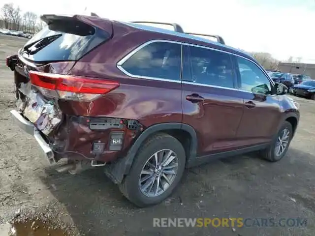 3 Photograph of a damaged car 5TDJZRFH5KS966985 TOYOTA HIGHLANDER 2019