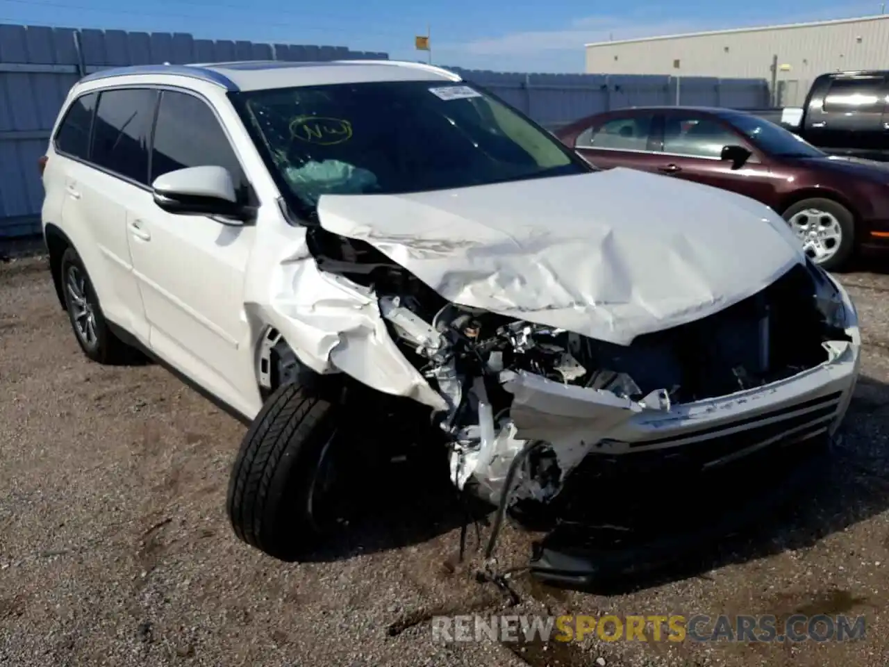 1 Photograph of a damaged car 5TDJZRFH6KS617317 TOYOTA HIGHLANDER 2019