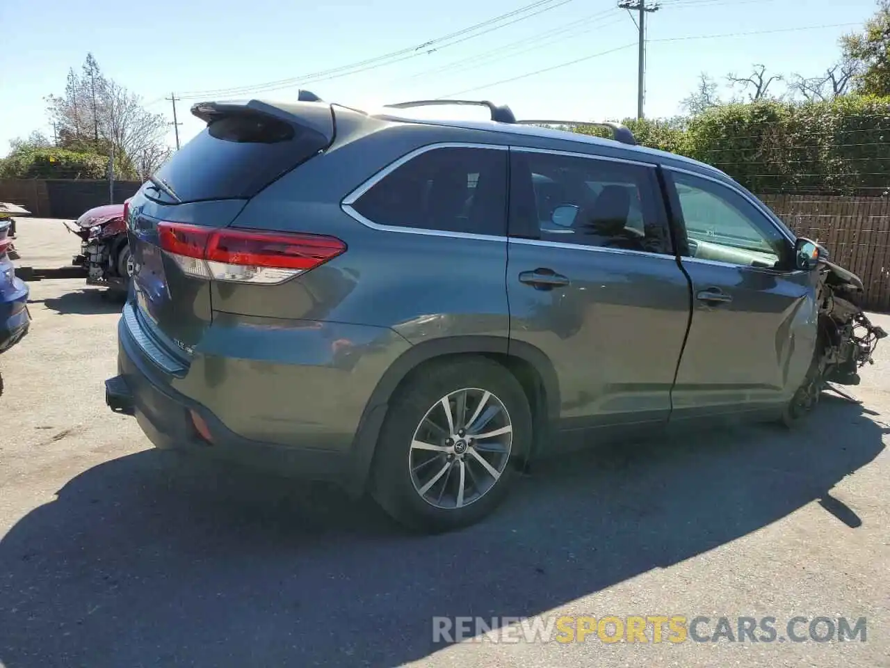 3 Photograph of a damaged car 5TDJZRFH6KS916581 TOYOTA HIGHLANDER 2019