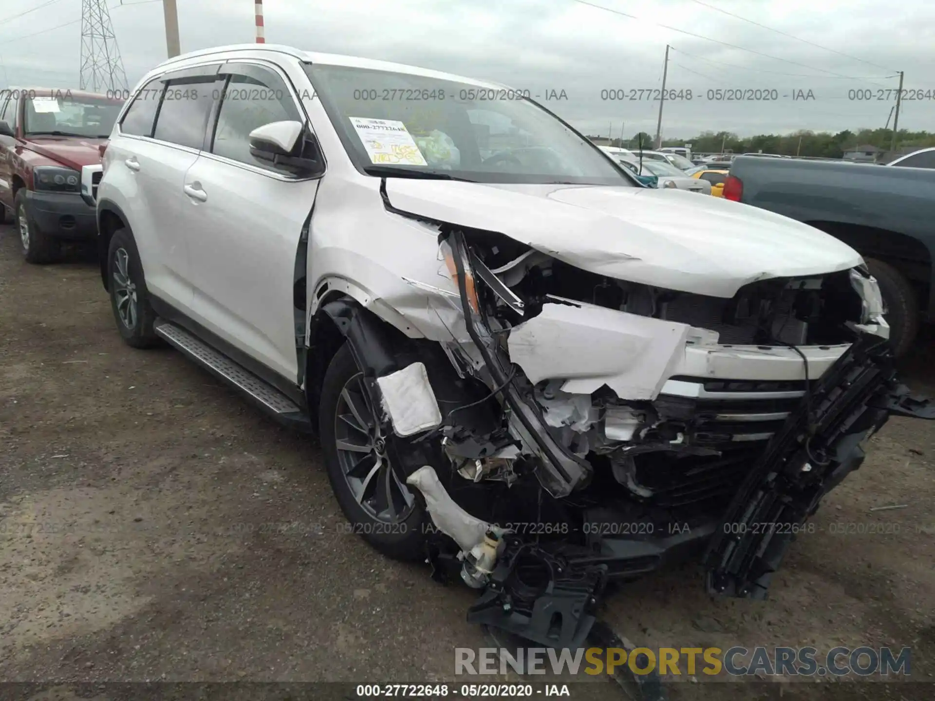 1 Photograph of a damaged car 5TDJZRFH7KS567155 TOYOTA HIGHLANDER 2019