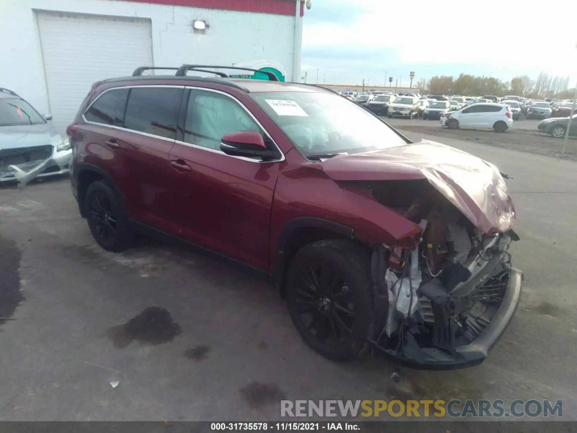 1 Photograph of a damaged car 5TDJZRFH7KS576079 TOYOTA HIGHLANDER 2019