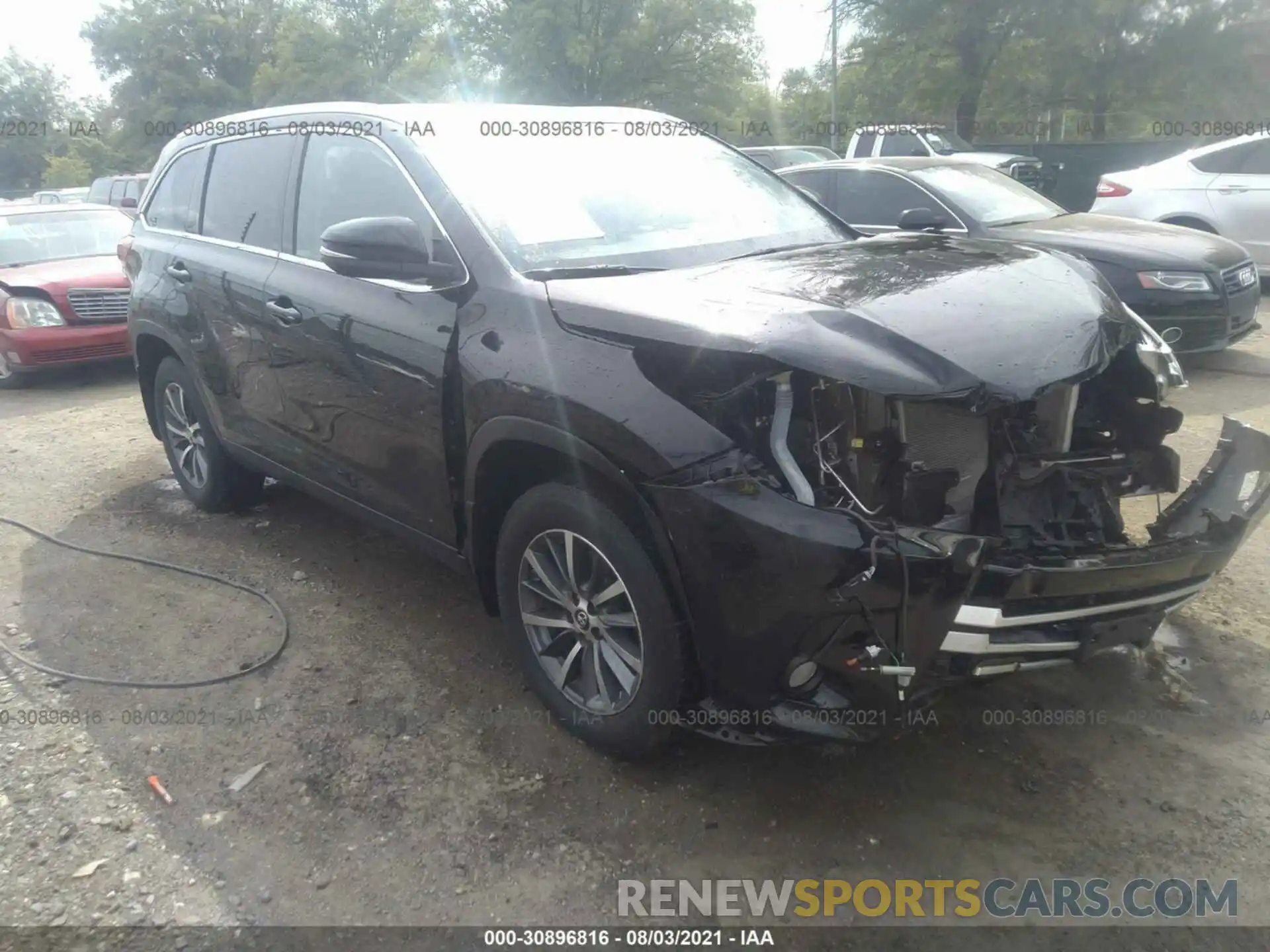 1 Photograph of a damaged car 5TDJZRFH7KS587597 TOYOTA HIGHLANDER 2019