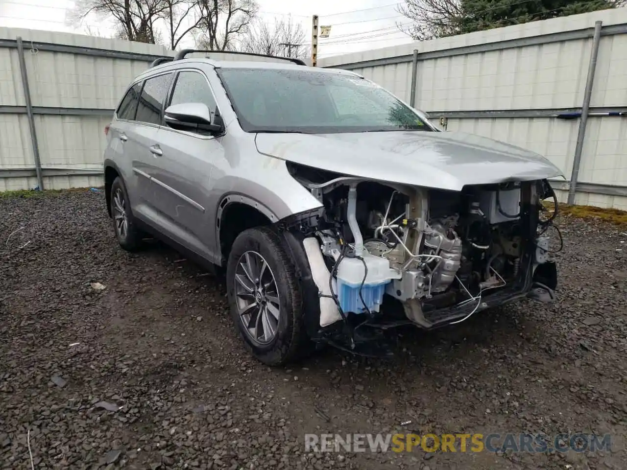 1 Photograph of a damaged car 5TDJZRFH7KS622347 TOYOTA HIGHLANDER 2019