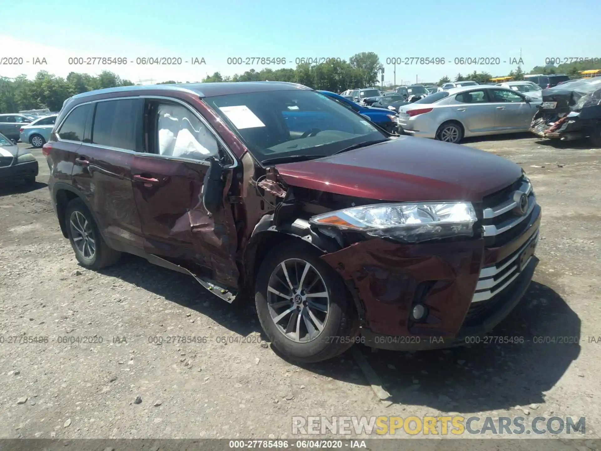 1 Photograph of a damaged car 5TDJZRFH7KS925855 TOYOTA HIGHLANDER 2019