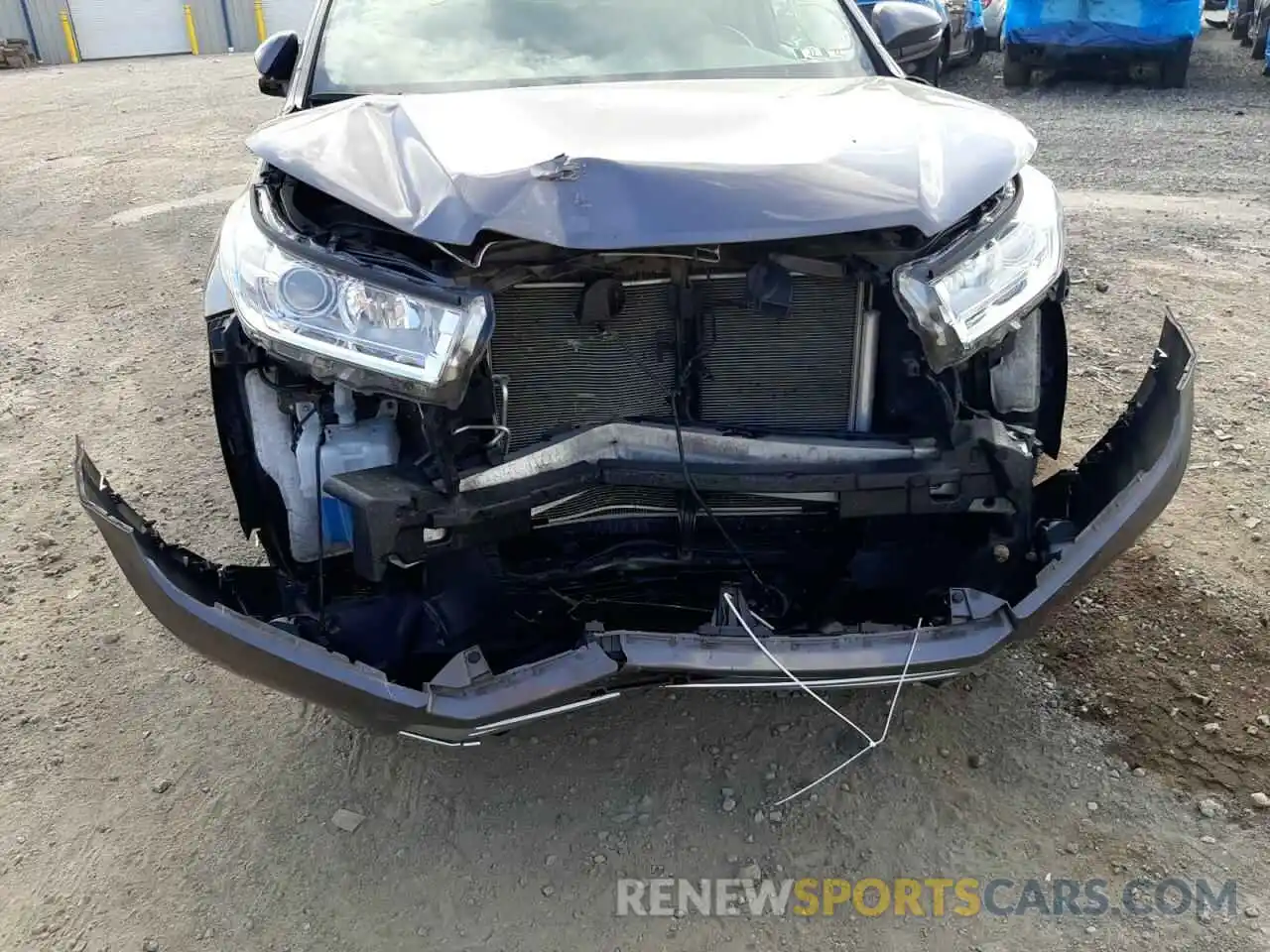 9 Photograph of a damaged car 5TDJZRFH8KS565799 TOYOTA HIGHLANDER 2019