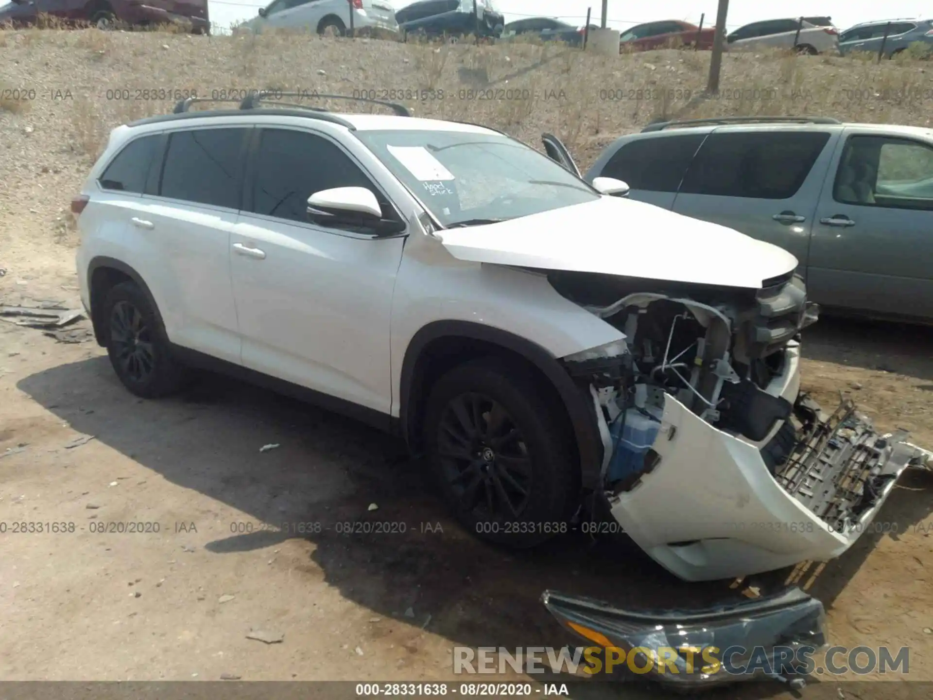 1 Photograph of a damaged car 5TDJZRFH8KS574342 TOYOTA HIGHLANDER 2019