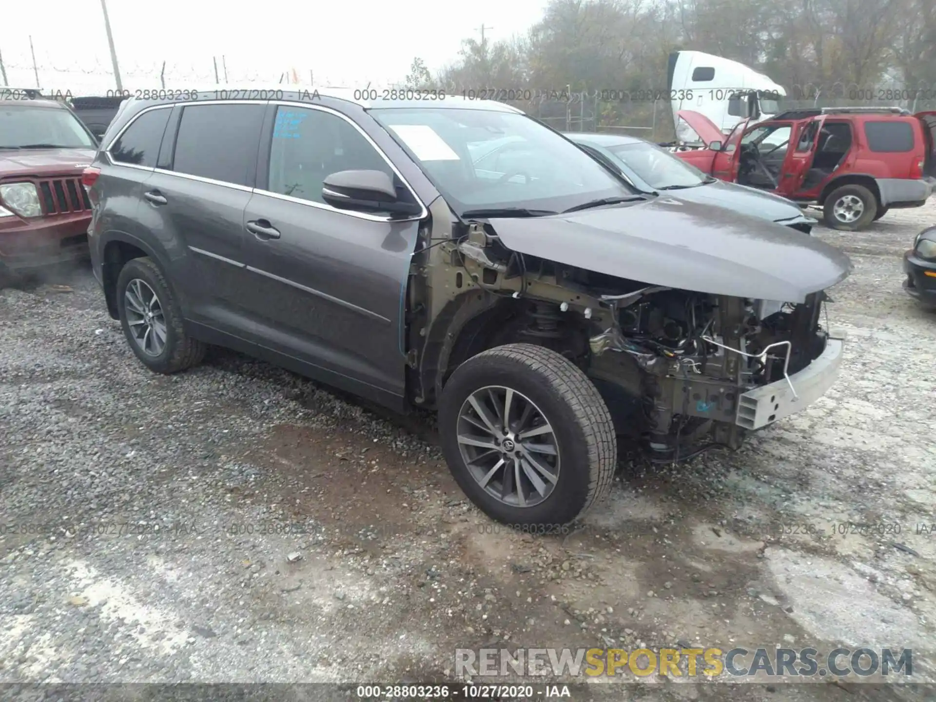 1 Photograph of a damaged car 5TDJZRFH8KS592551 TOYOTA HIGHLANDER 2019