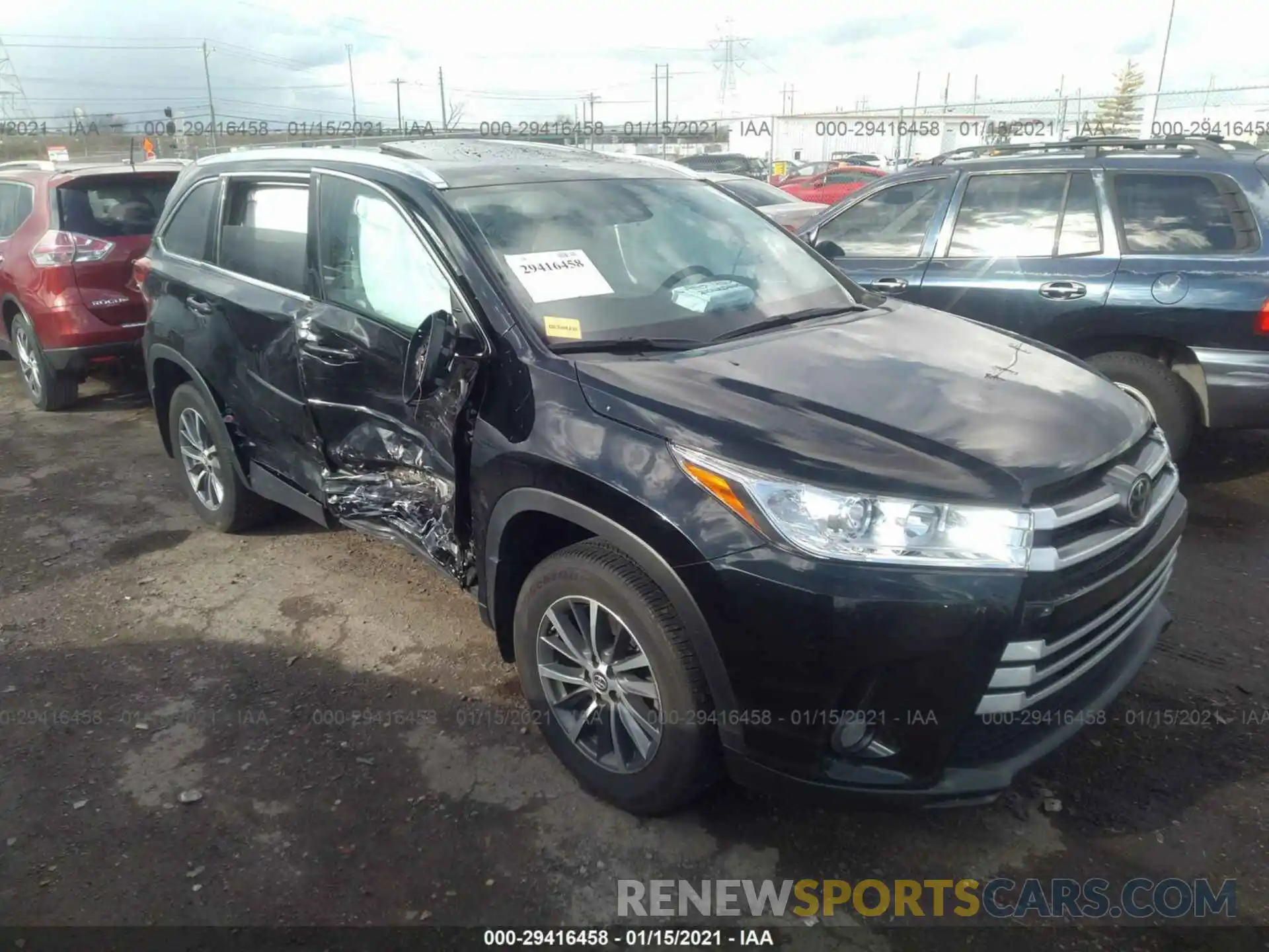 1 Photograph of a damaged car 5TDJZRFH8KS616475 TOYOTA HIGHLANDER 2019