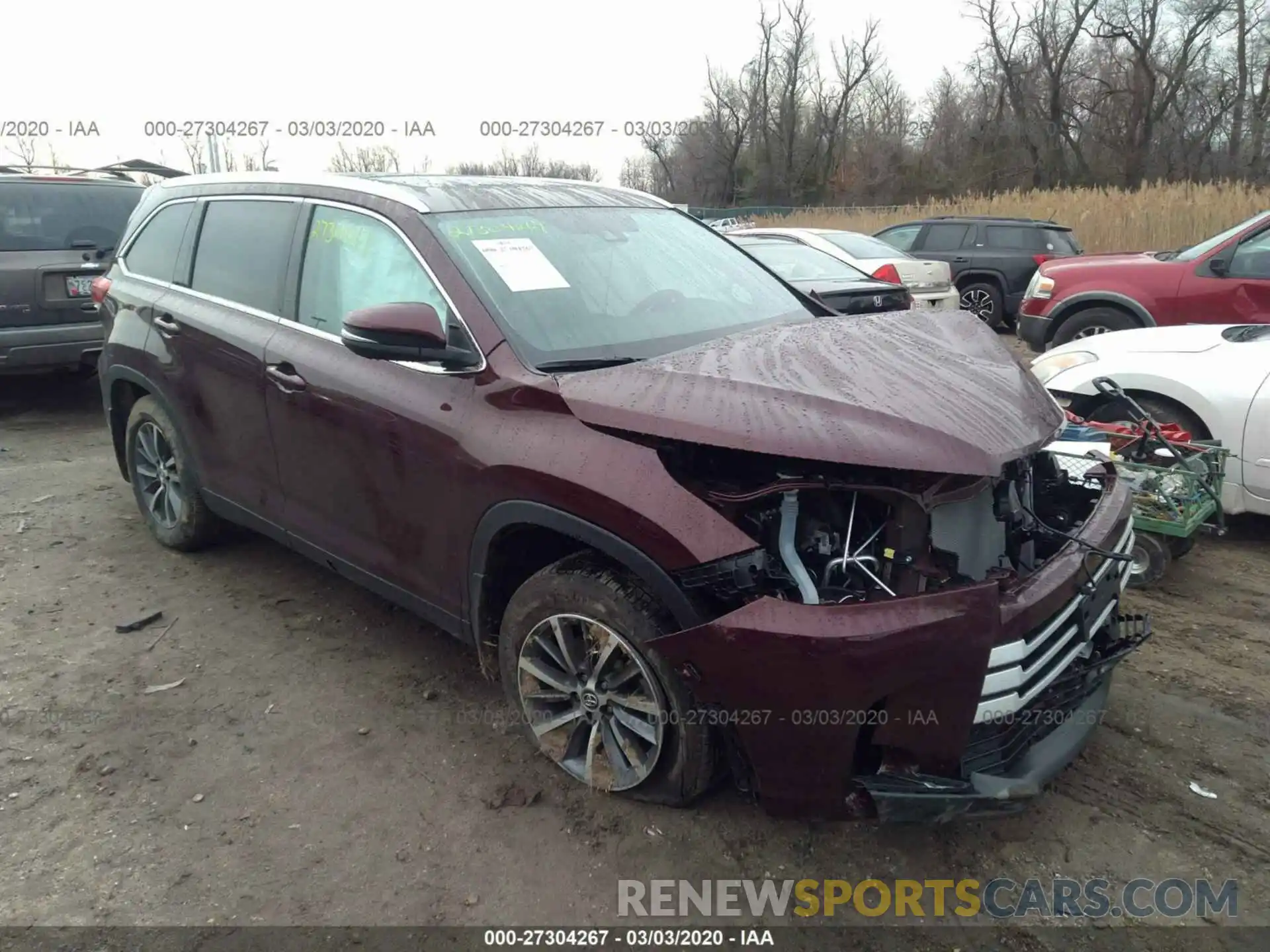 1 Photograph of a damaged car 5TDJZRFH8KS717838 TOYOTA HIGHLANDER 2019