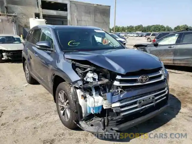 1 Photograph of a damaged car 5TDJZRFH8KS959741 TOYOTA HIGHLANDER 2019