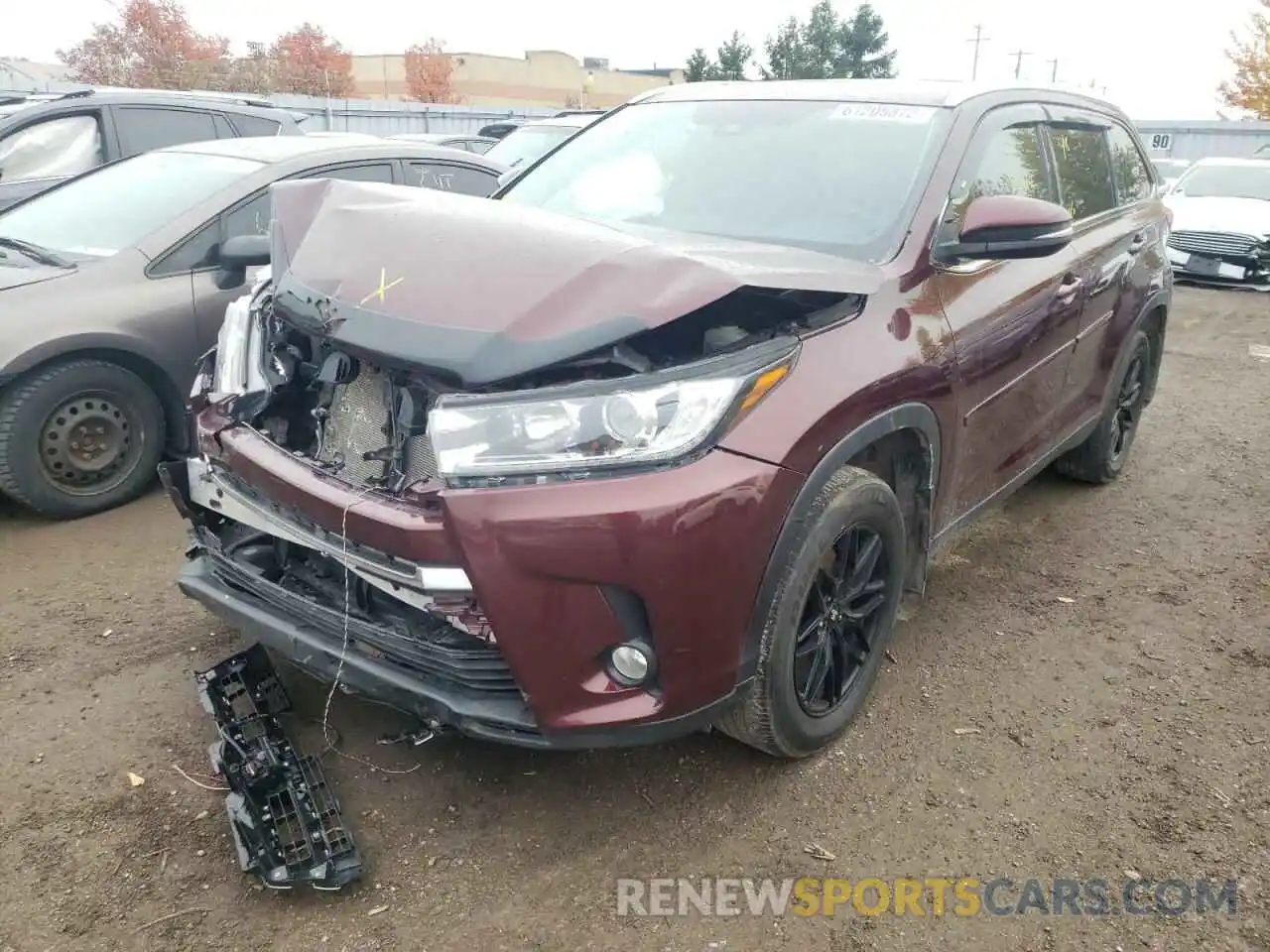 2 Photograph of a damaged car 5TDJZRFH8KS971680 TOYOTA HIGHLANDER 2019