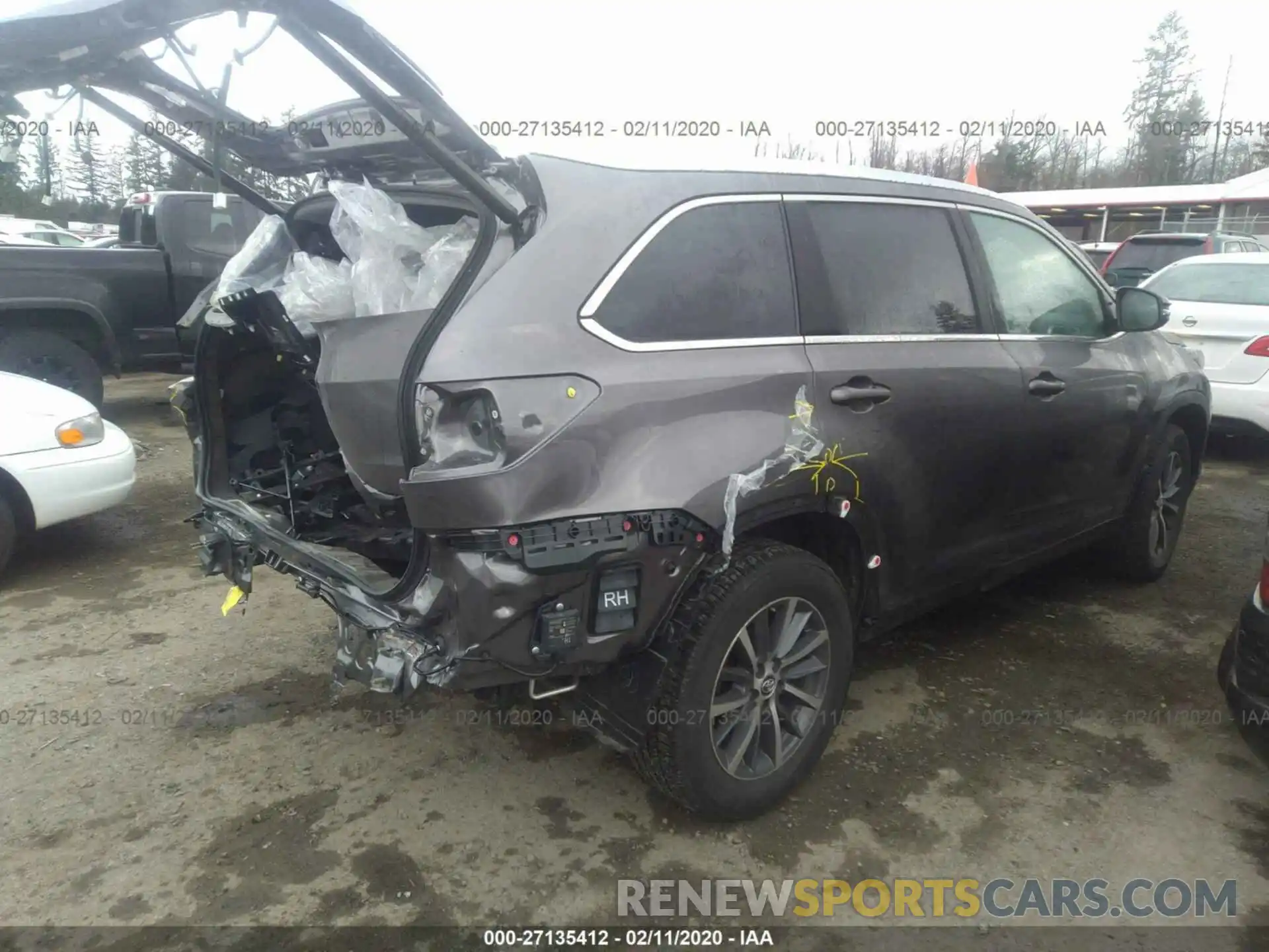 4 Фотография поврежденного автомобиля 5TDJZRFH9KS607137 TOYOTA HIGHLANDER 2019