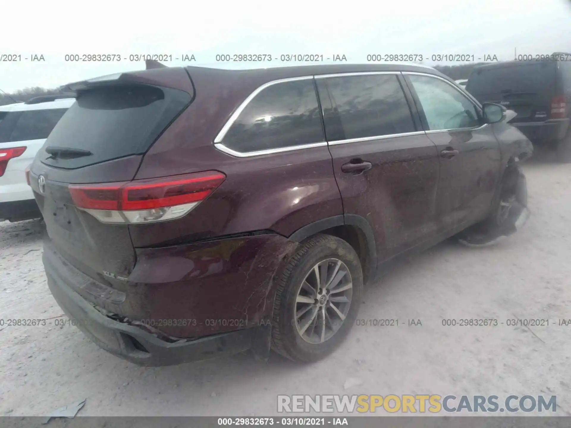 4 Фотография поврежденного автомобиля 5TDJZRFH9KS728783 TOYOTA HIGHLANDER 2019