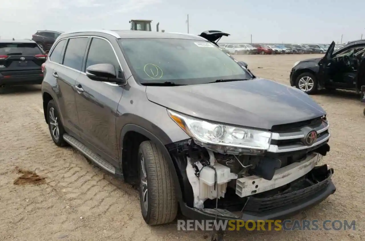 1 Photograph of a damaged car 5TDJZRFH9KS942818 TOYOTA HIGHLANDER 2019