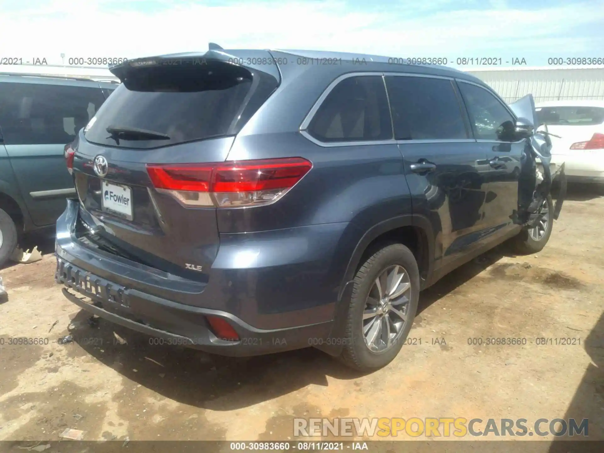 4 Фотография поврежденного автомобиля 5TDKZRFH2KS292136 TOYOTA HIGHLANDER 2019