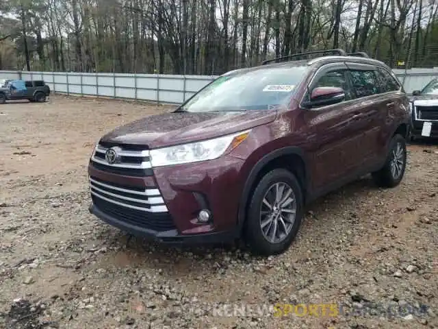 2 Photograph of a damaged car 5TDKZRFH2KS336846 TOYOTA HIGHLANDER 2019