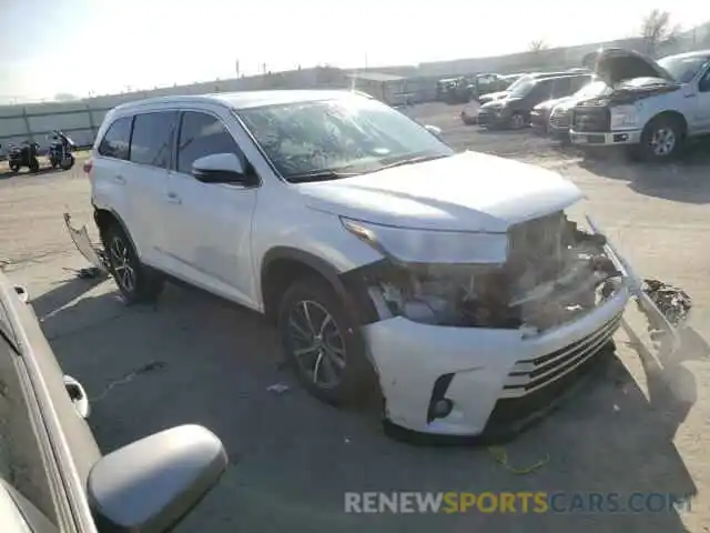 1 Photograph of a damaged car 5TDKZRFH2KS564863 TOYOTA HIGHLANDER 2019