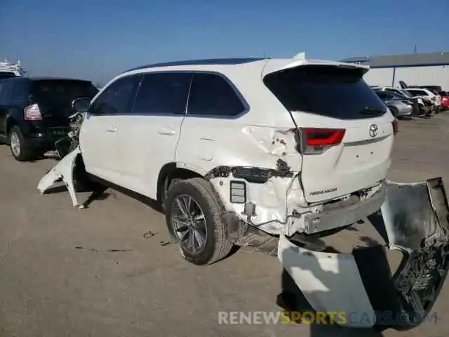 3 Photograph of a damaged car 5TDKZRFH2KS564863 TOYOTA HIGHLANDER 2019