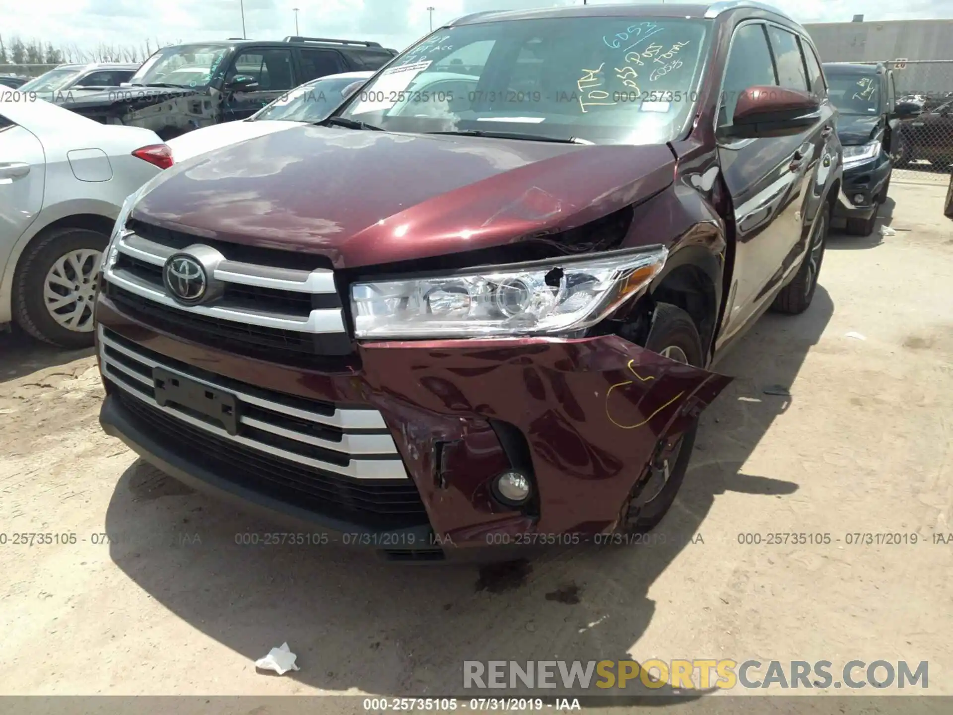 6 Фотография поврежденного автомобиля 5TDKZRFH3KS292372 TOYOTA HIGHLANDER 2019