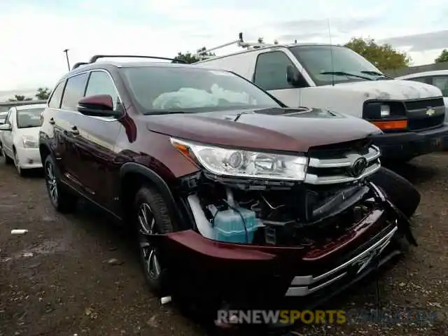 1 Photograph of a damaged car 5TDKZRFH3KS363568 TOYOTA HIGHLANDER 2019