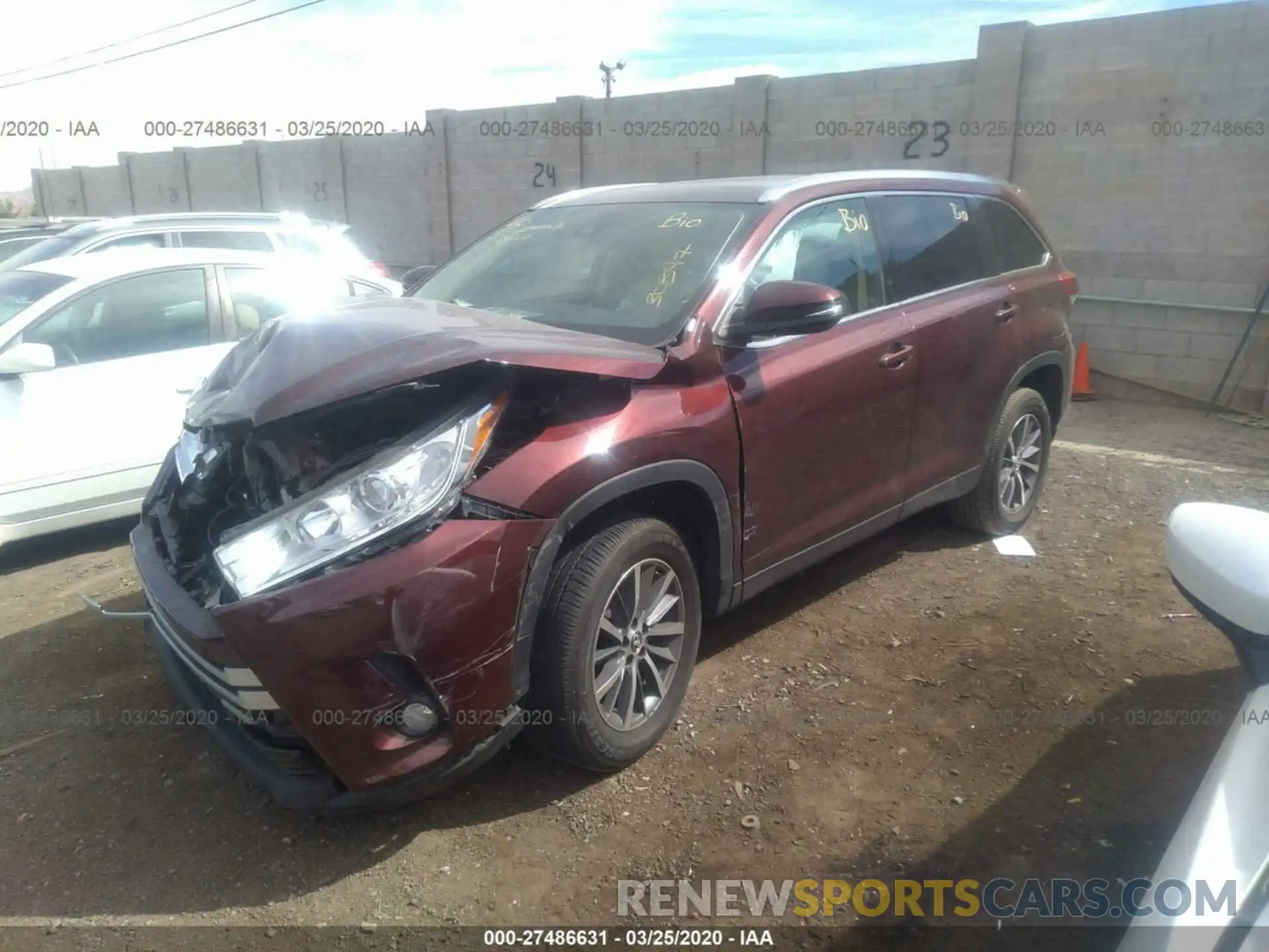 2 Фотография поврежденного автомобиля 5TDKZRFH4KS309048 TOYOTA HIGHLANDER 2019