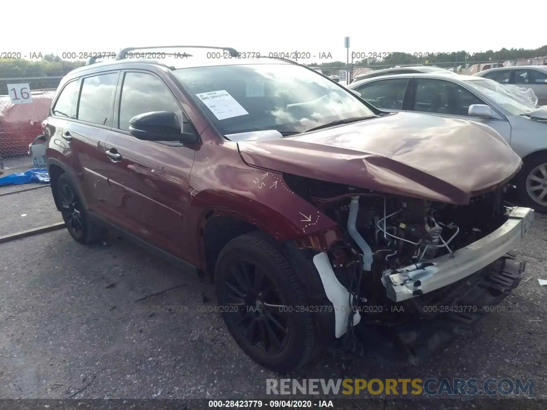 1 Photograph of a damaged car 5TDKZRFH4KS320938 TOYOTA HIGHLANDER 2019