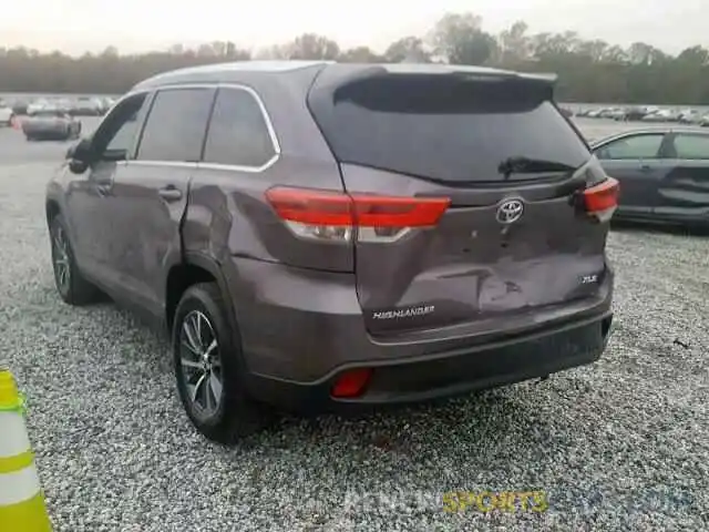 3 Photograph of a damaged car 5TDKZRFH4KS558868 TOYOTA HIGHLANDER 2019