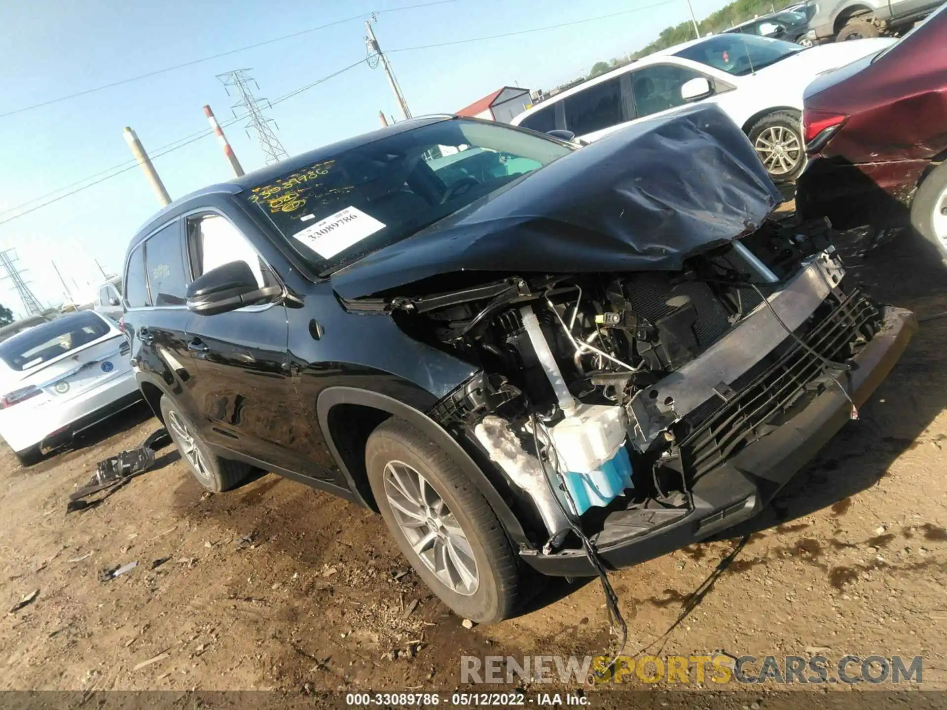 1 Photograph of a damaged car 5TDKZRFH4KS571474 TOYOTA HIGHLANDER 2019