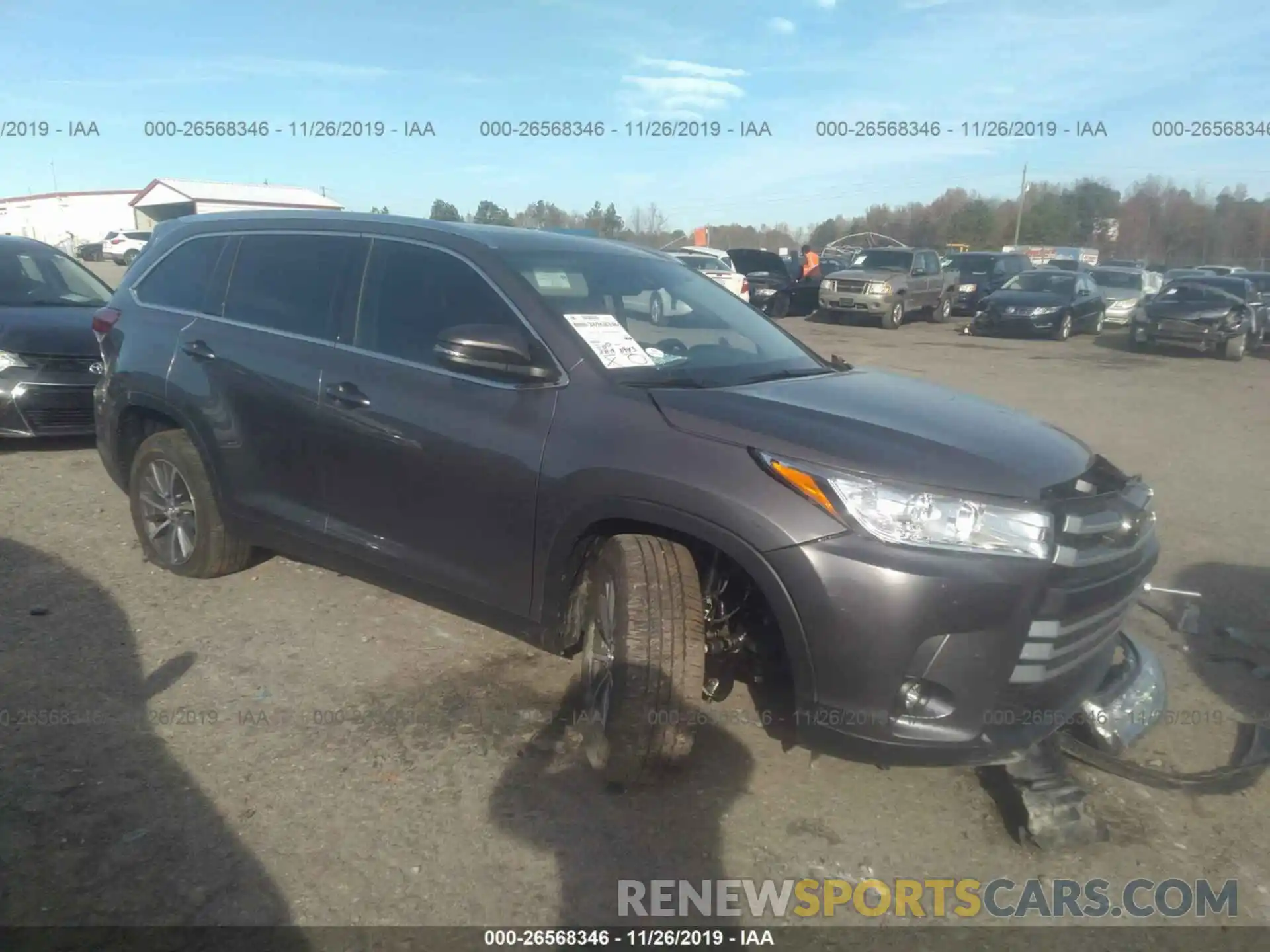 1 Photograph of a damaged car 5TDKZRFH6KS315885 TOYOTA HIGHLANDER 2019