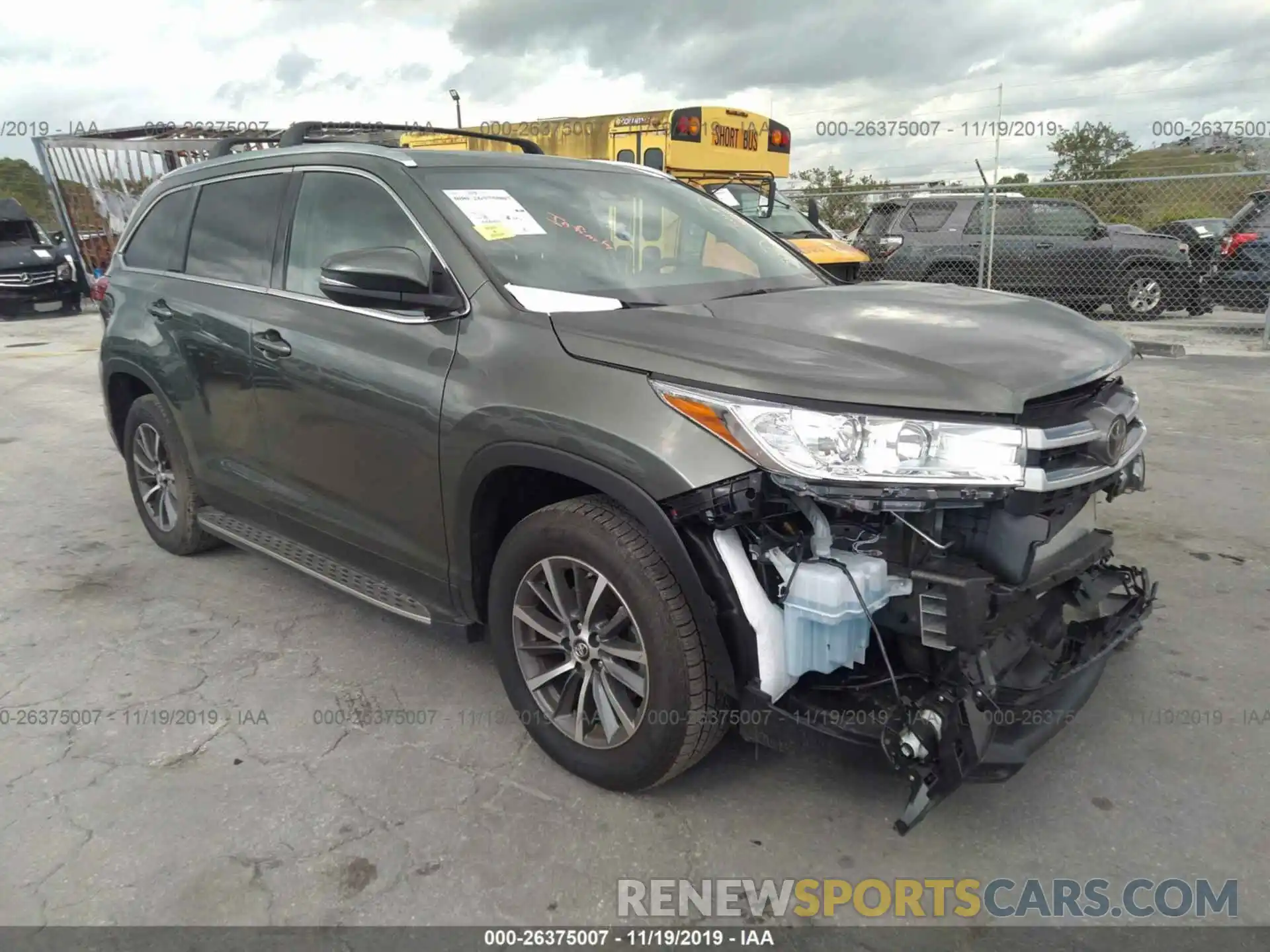 1 Photograph of a damaged car 5TDKZRFH8KS328119 TOYOTA HIGHLANDER 2019