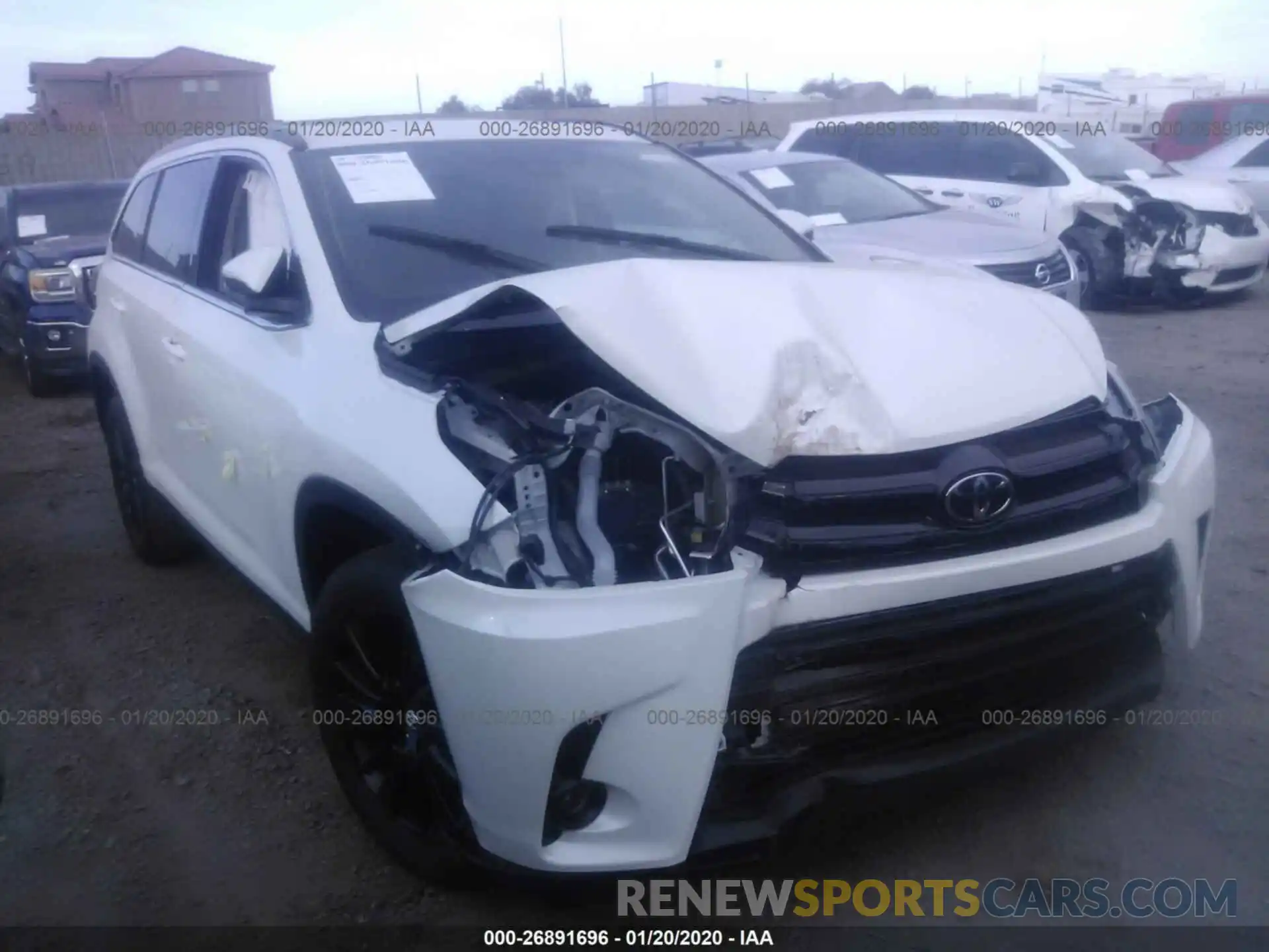 1 Photograph of a damaged car 5TDKZRFH8KS560994 TOYOTA HIGHLANDER 2019