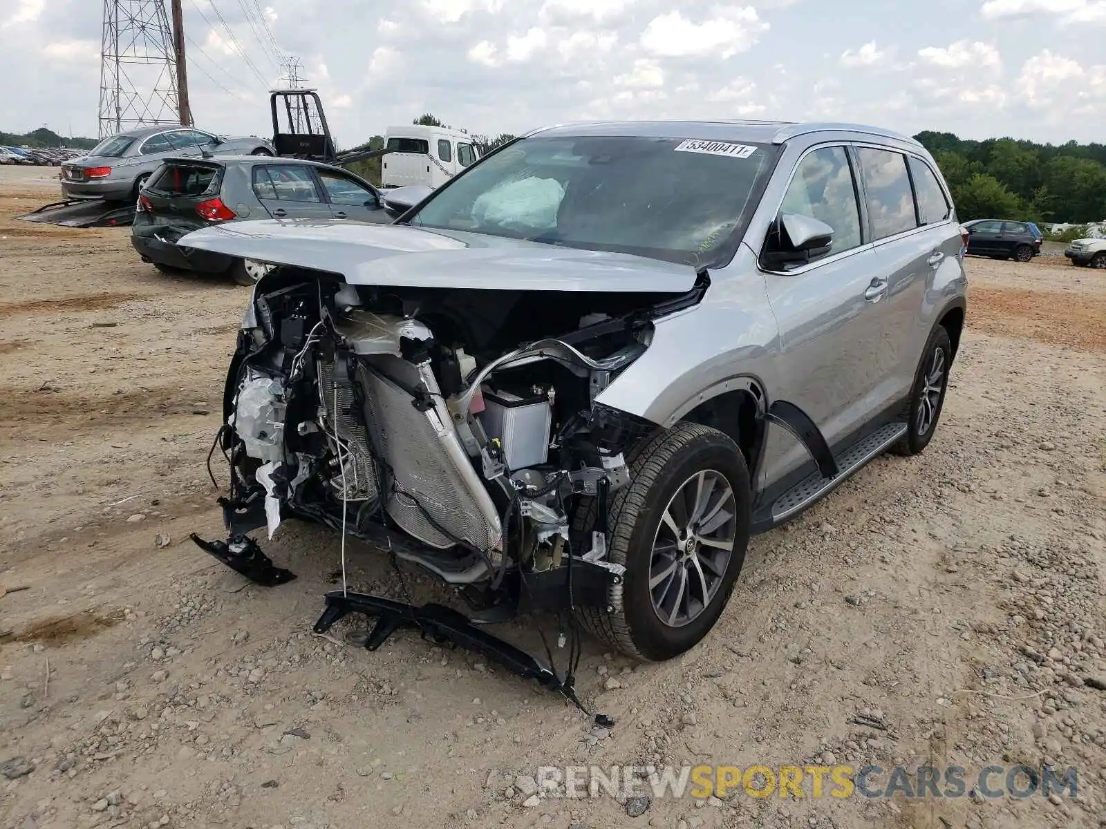 2 Photograph of a damaged car 5TDKZRFH8KS567119 TOYOTA HIGHLANDER 2019