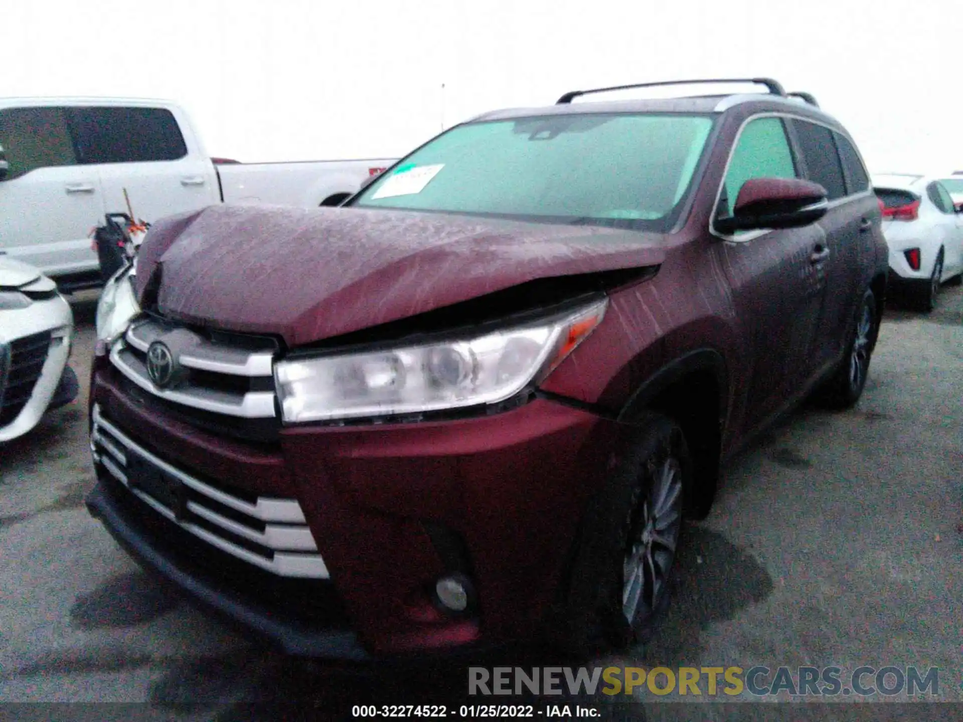 2 Photograph of a damaged car 5TDKZRFH9KS326833 TOYOTA HIGHLANDER 2019