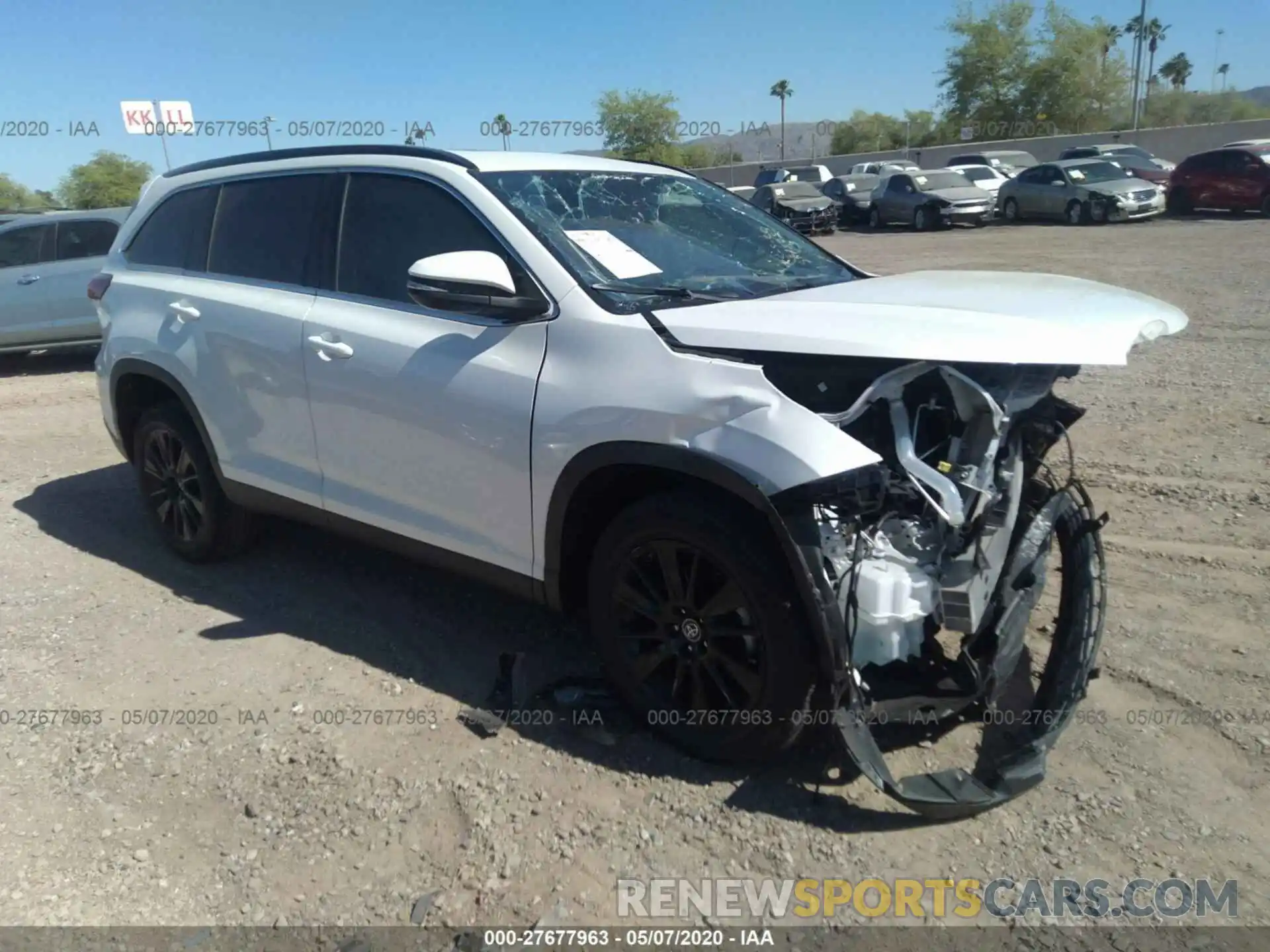 1 Photograph of a damaged car 5TDKZRFH9KS571325 TOYOTA HIGHLANDER 2019