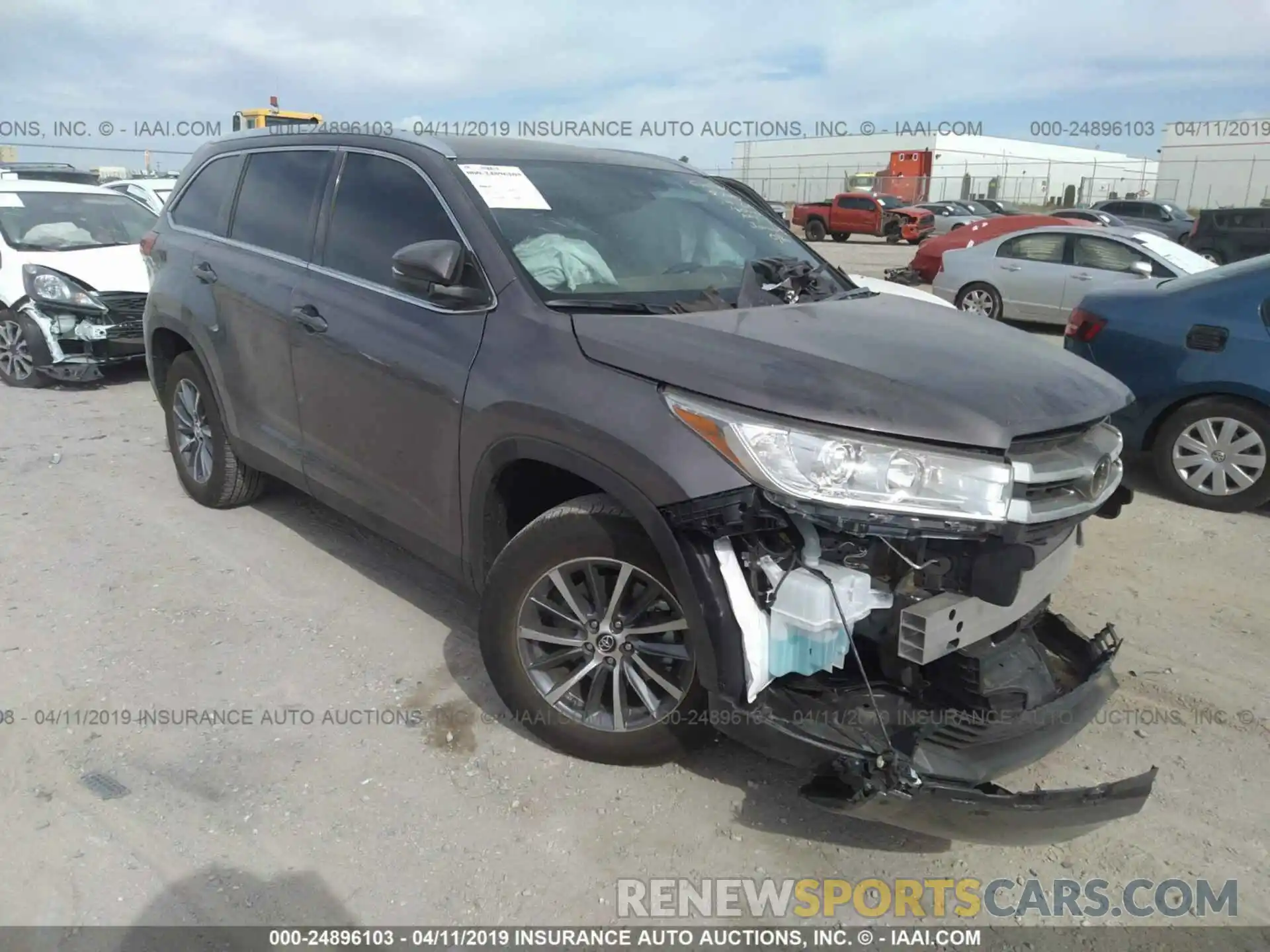 1 Photograph of a damaged car 5TDKZRFHXKS306459 TOYOTA HIGHLANDER 2019