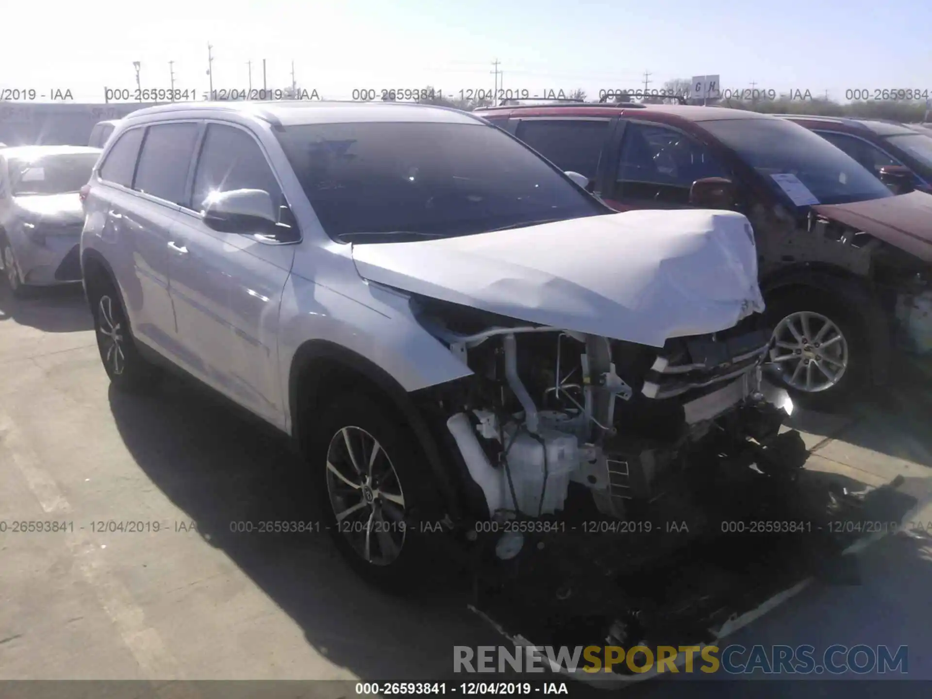 1 Photograph of a damaged car 5TDKZRFHXKS306638 TOYOTA HIGHLANDER 2019