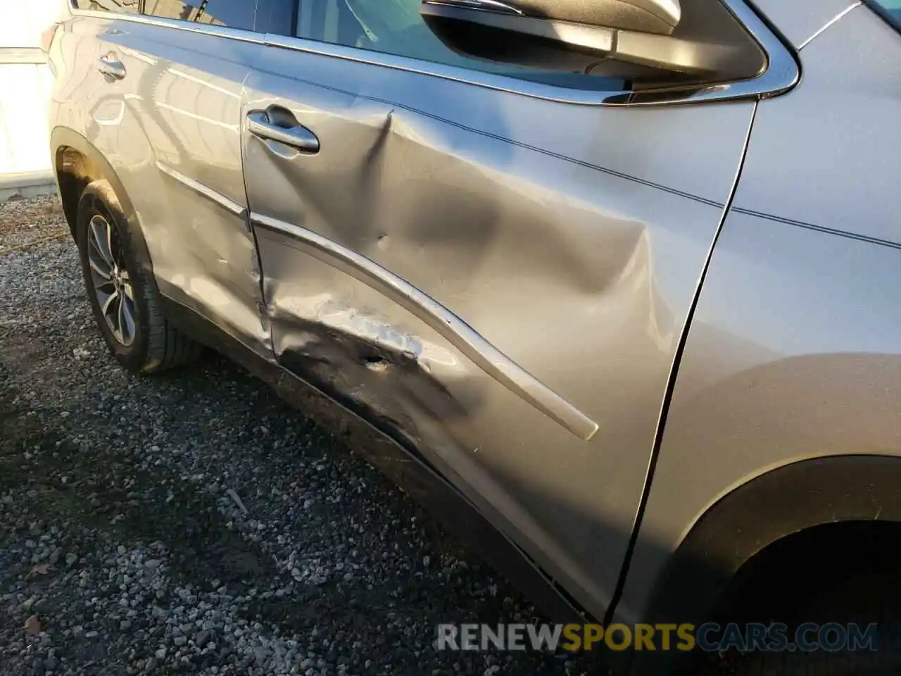 9 Photograph of a damaged car 5TDKZRFHXKS564920 TOYOTA HIGHLANDER 2019