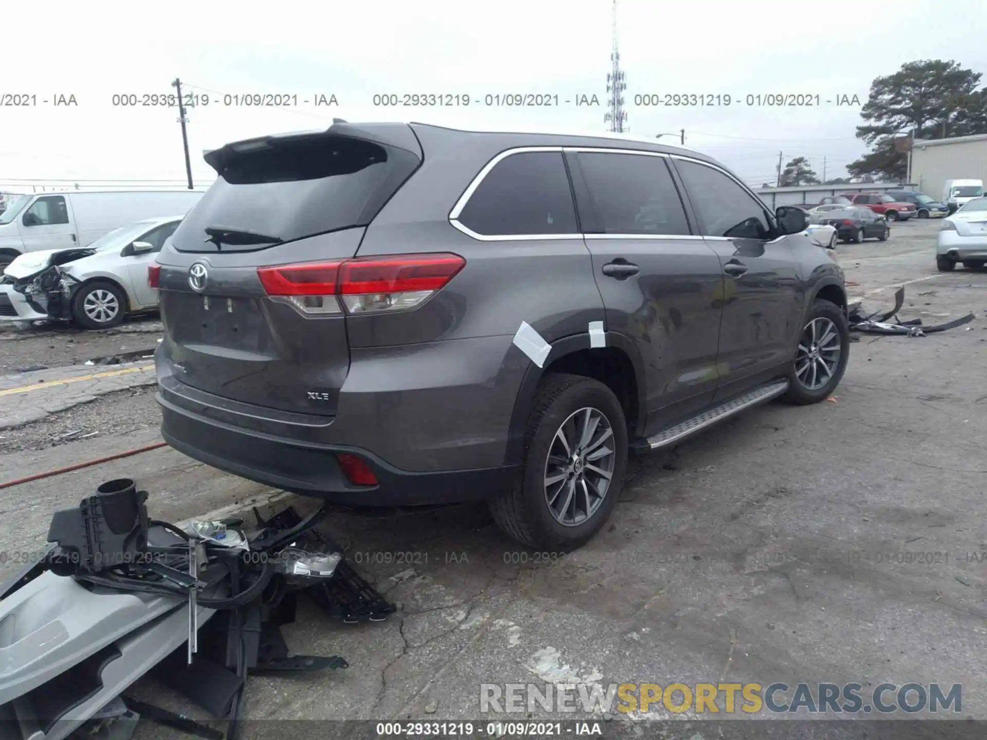 4 Фотография поврежденного автомобиля 5TDKZRFHXKS569616 TOYOTA HIGHLANDER 2019