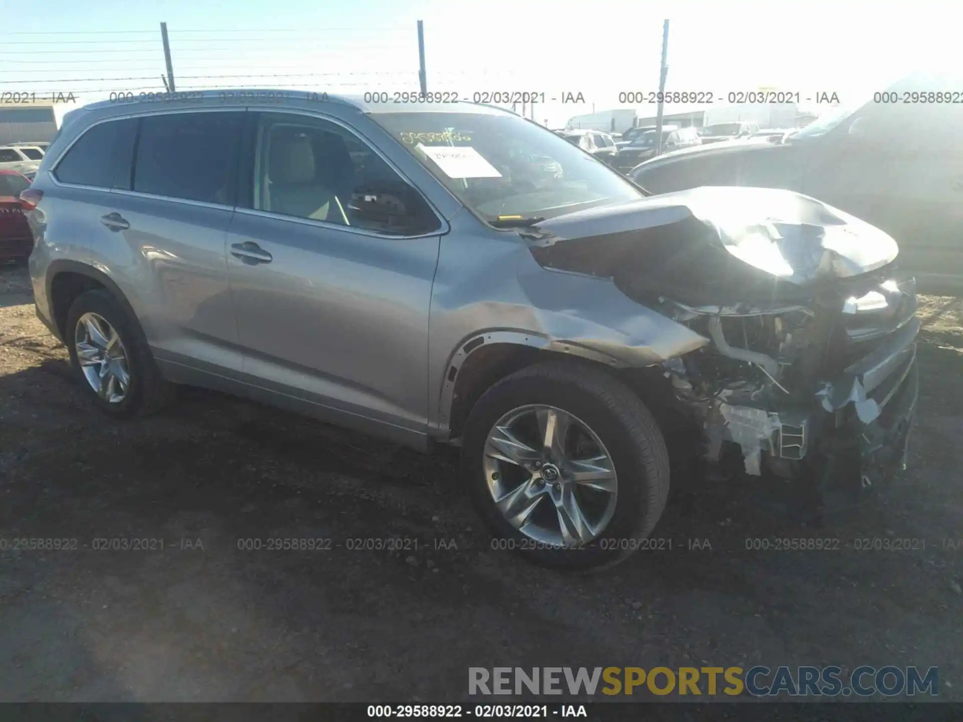 1 Photograph of a damaged car 5TDYZRFH0KS317416 TOYOTA HIGHLANDER 2019