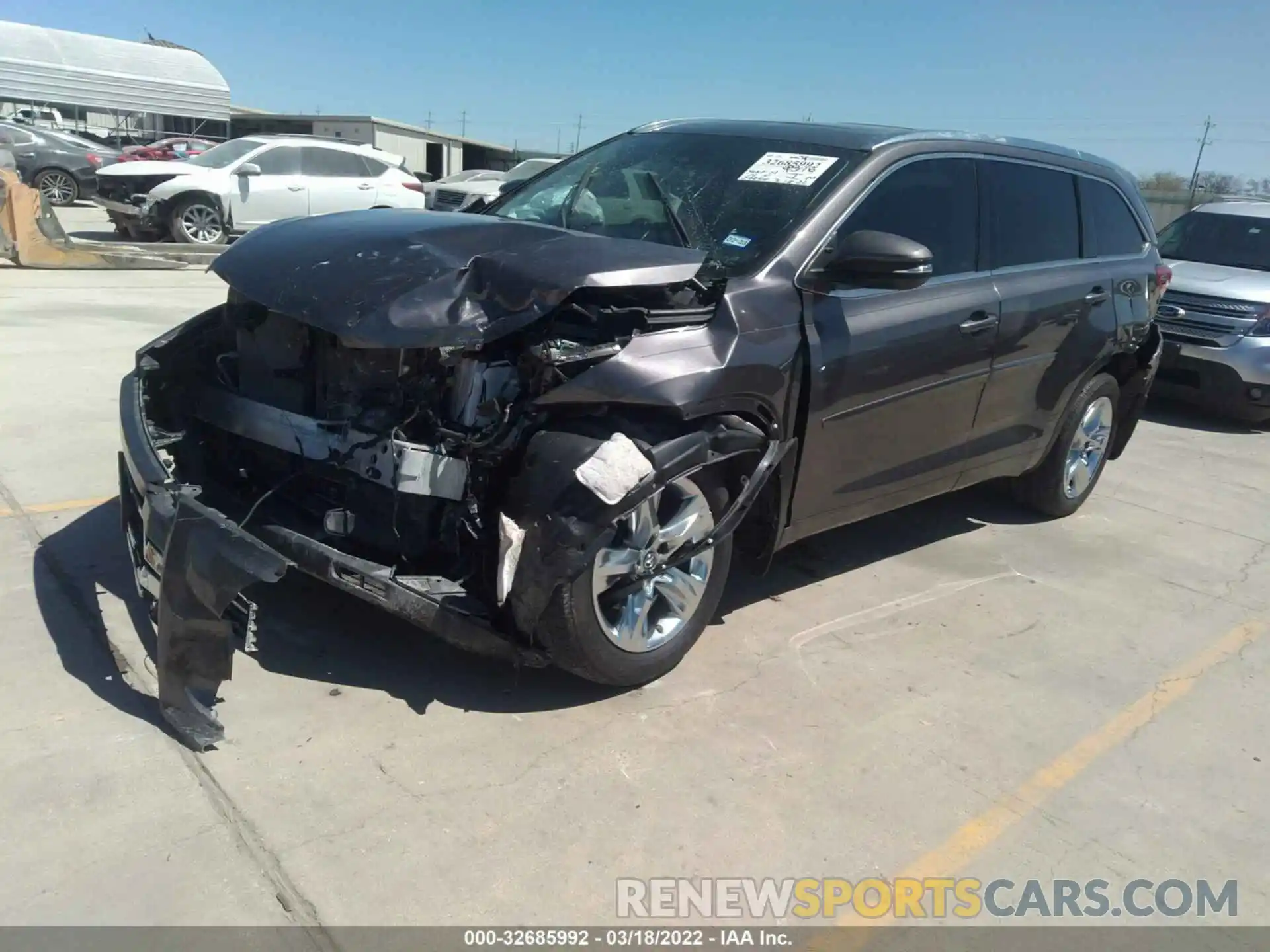 2 Photograph of a damaged car 5TDYZRFH3KS309262 TOYOTA HIGHLANDER 2019