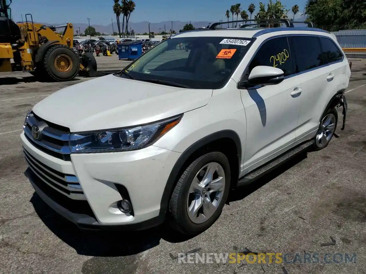 2 Photograph of a damaged car 5TDYZRFH5KS294022 TOYOTA HIGHLANDER 2019