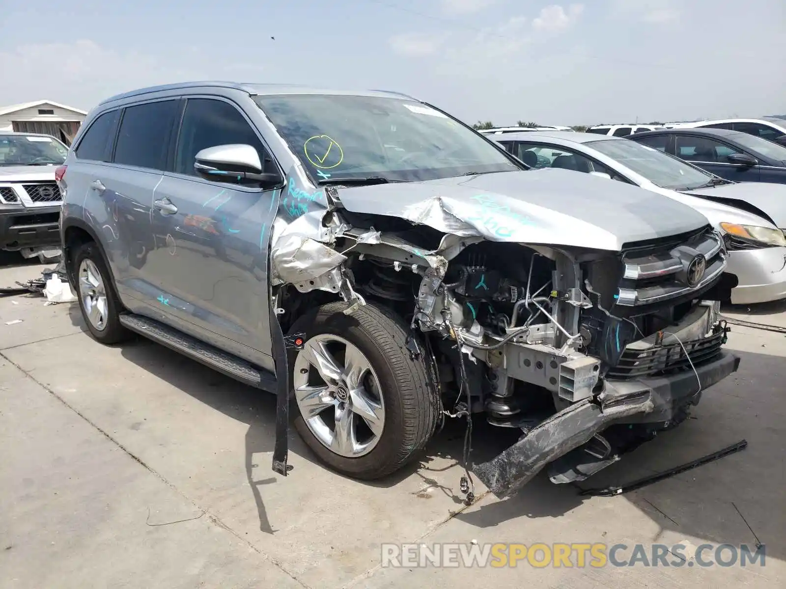 1 Photograph of a damaged car 5TDYZRFH5KS307691 TOYOTA HIGHLANDER 2019