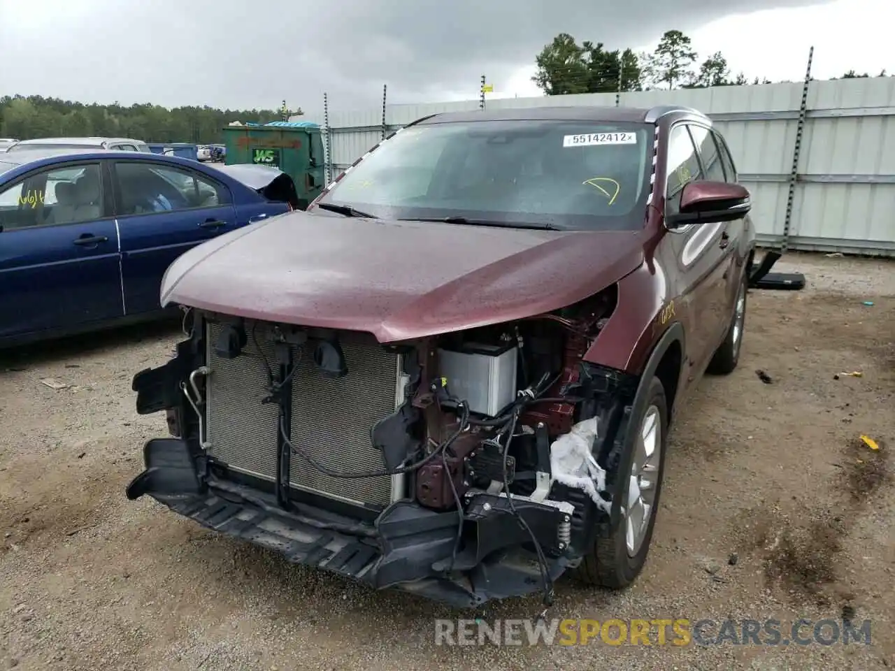 2 Photograph of a damaged car 5TDYZRFH6KS292327 TOYOTA HIGHLANDER 2019