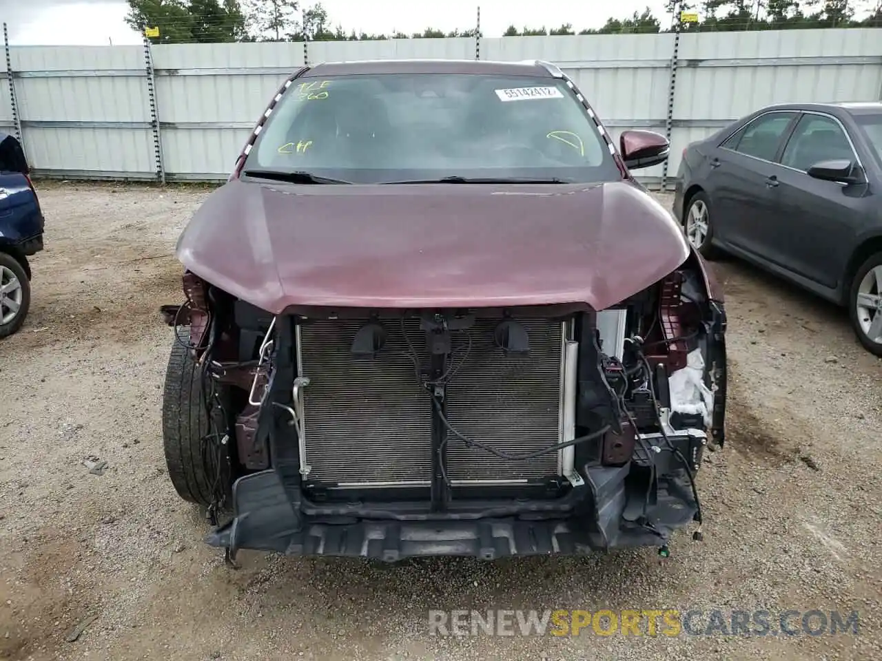 9 Photograph of a damaged car 5TDYZRFH6KS292327 TOYOTA HIGHLANDER 2019