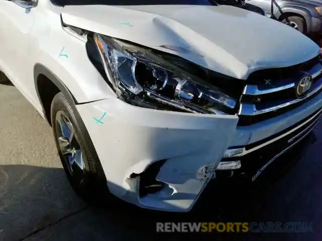 9 Photograph of a damaged car 5TDYZRFH6KS297561 TOYOTA HIGHLANDER 2019