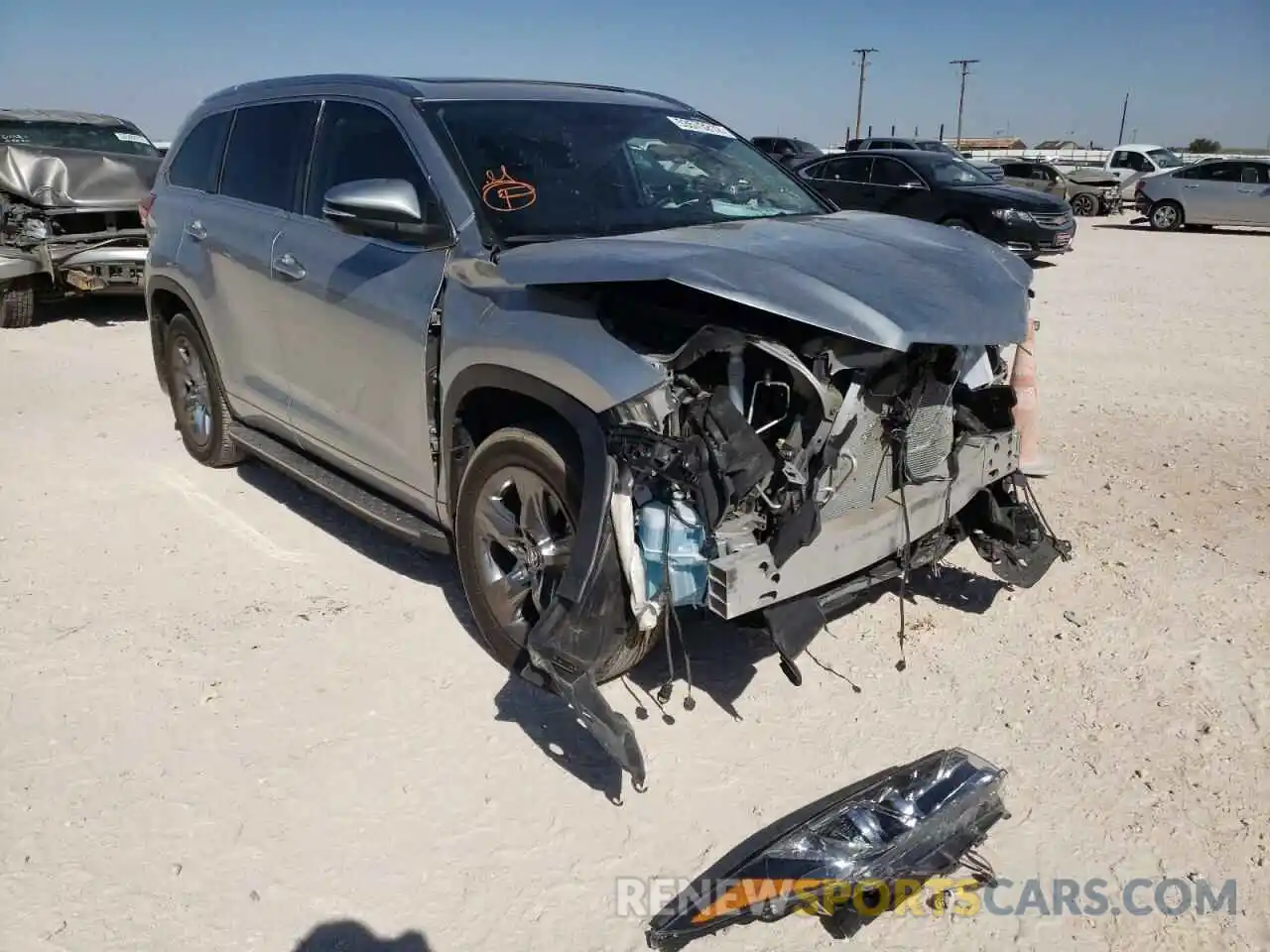 1 Photograph of a damaged car 5TDYZRFH7KS291445 TOYOTA HIGHLANDER 2019