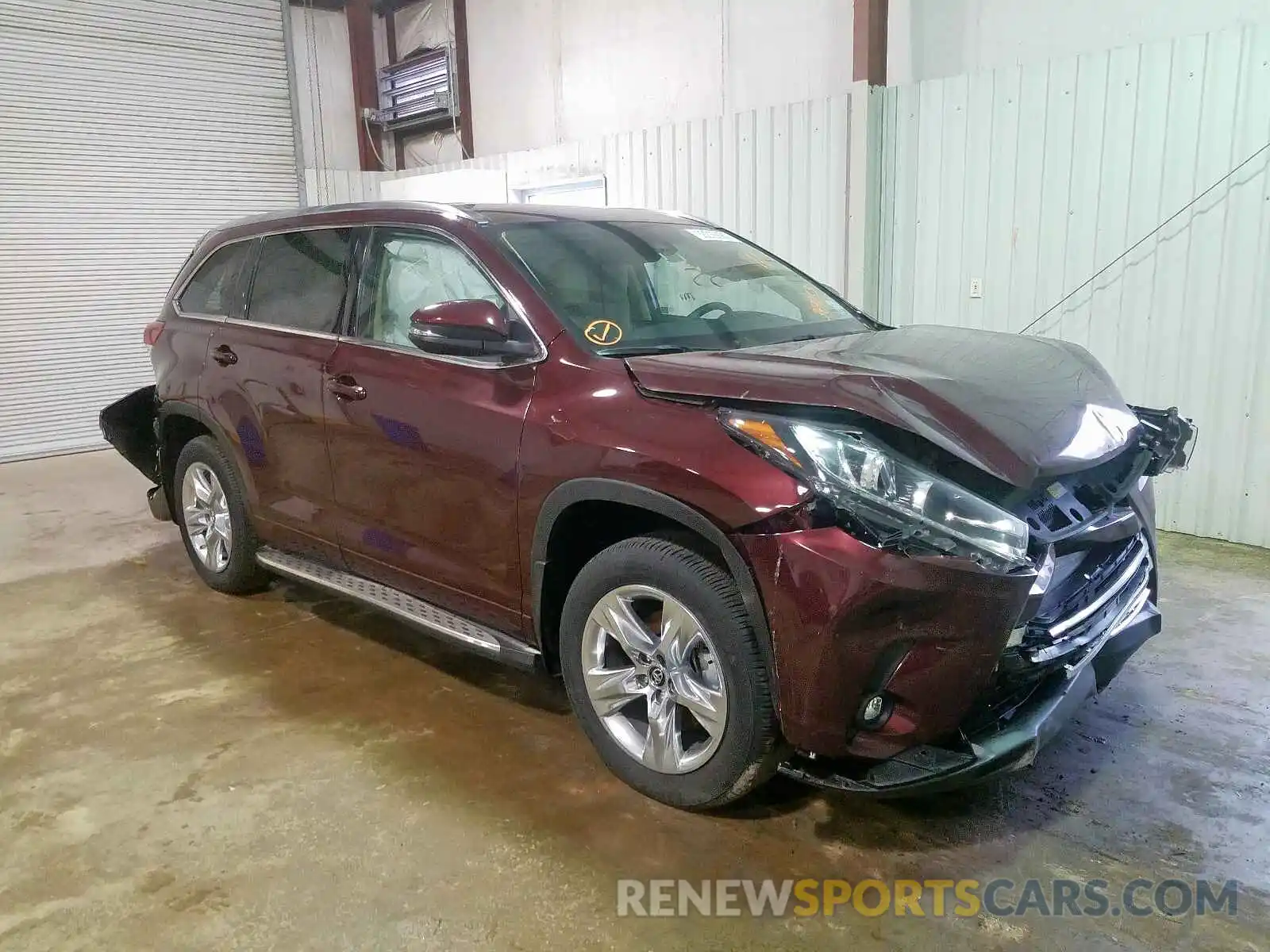 1 Photograph of a damaged car 5TDYZRFH7KS343253 TOYOTA HIGHLANDER 2019