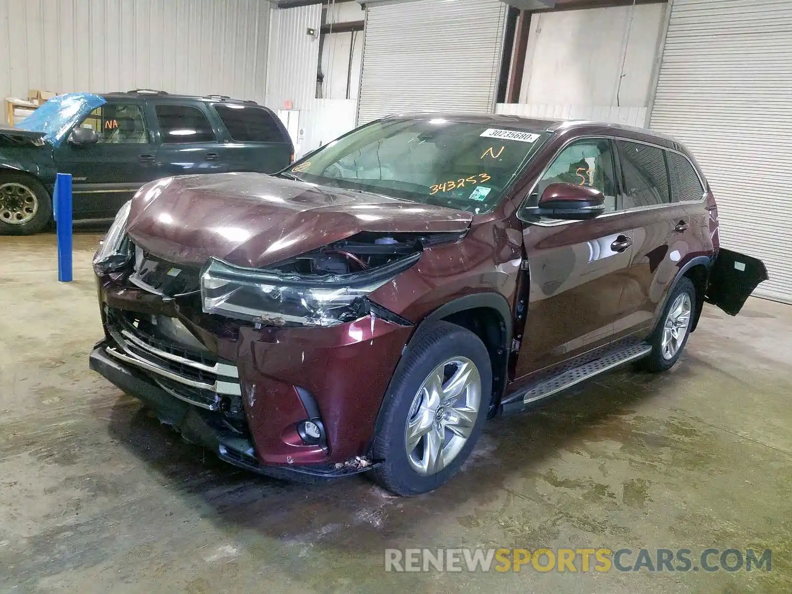 2 Photograph of a damaged car 5TDYZRFH7KS343253 TOYOTA HIGHLANDER 2019